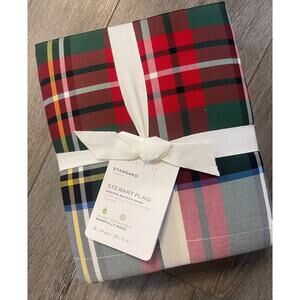 New Pottery Barn Stewart Plaid Sherpa Standard Sham Red